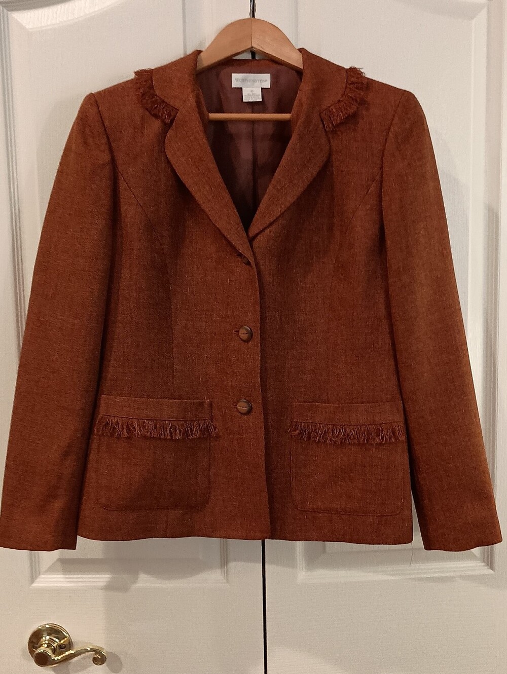 Worthington Rust Fringe-Trim Blazer
